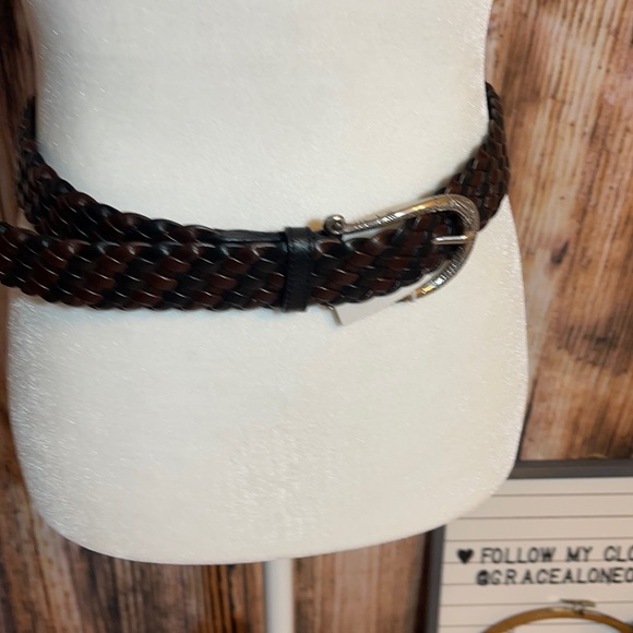 New Brighton Bonita Braid Leather Belt Size 32 New 821199 Blk/Brn - Picture 3 of 4